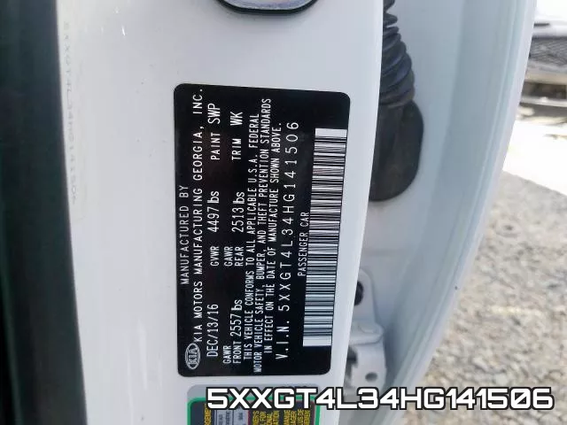 5XXGT4L34HG141506 фото 2