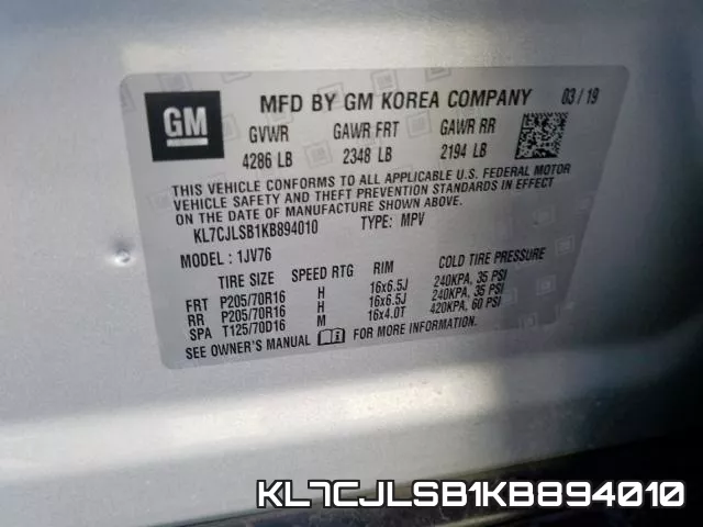 KL7CJLSB1KB894010 фото 2