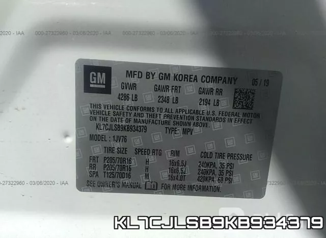 KL7CJLSB9KB934379 фото 10