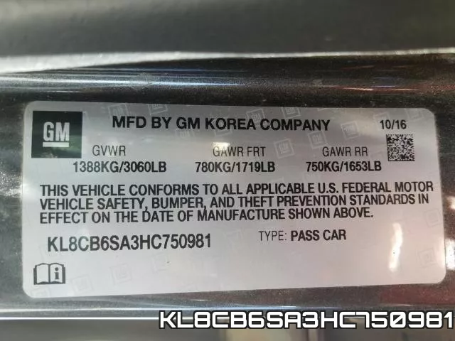 KL8CB6SA3HC750981 фото 2