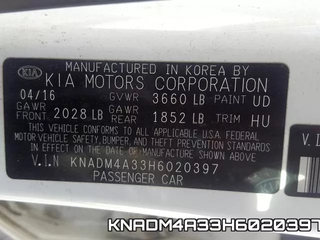 KNADM4A33H6020397 фото 2