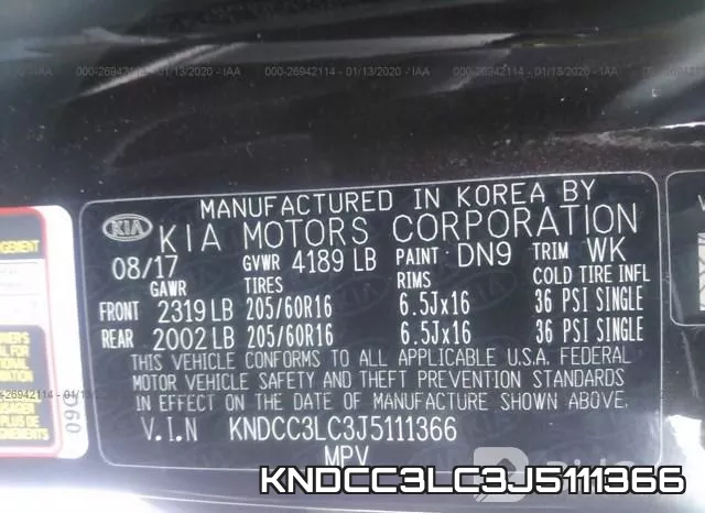 KNDCC3LC3J5111366 фото 10