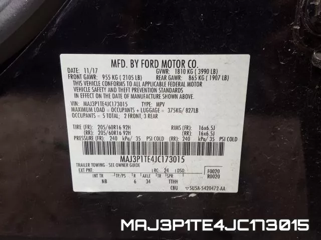 MAJ3P1TE4JC173015 фото 2