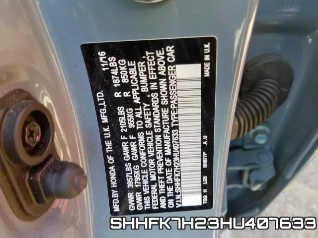 SHHFK7H23HU407633 фото 2