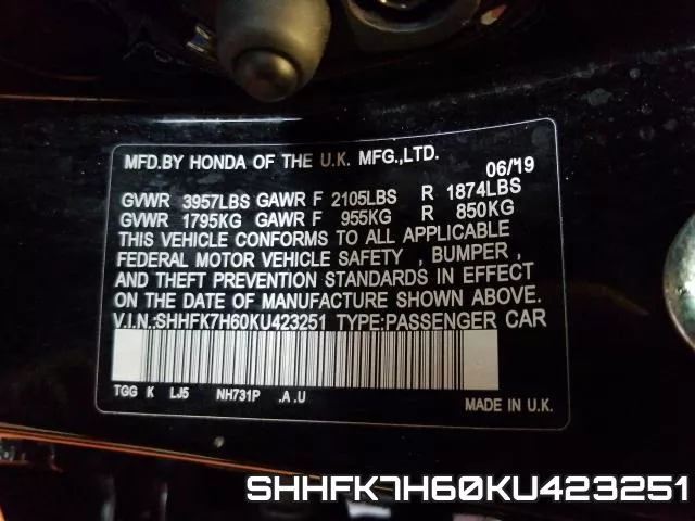 SHHFK7H60KU423251 фото 2