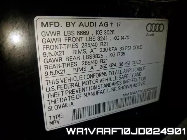 WA1VAAF70JD024901 фото 2