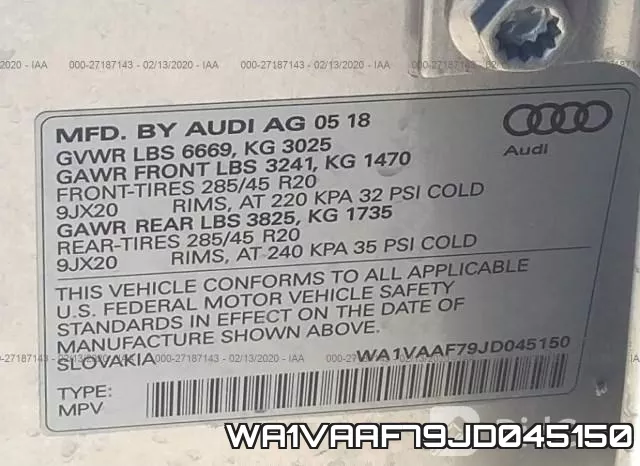 WA1VAAF79JD045150 фото 10