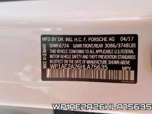 WP1AE2A26HLA75635 фото 2