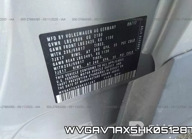 WVGAV7AX5HK051287 фото 10