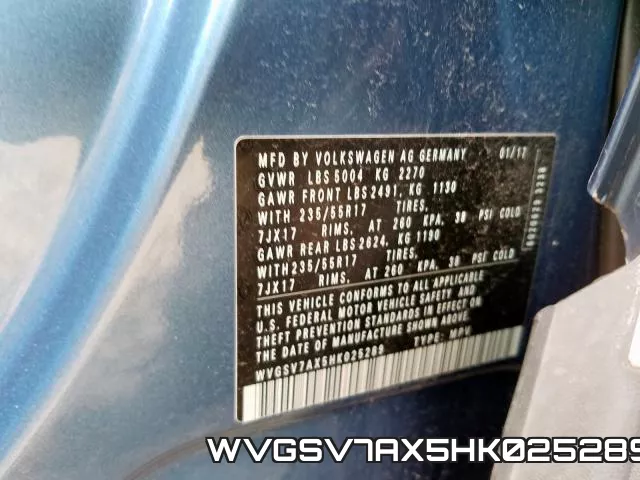 WVGSV7AX5HK025289 фото 2