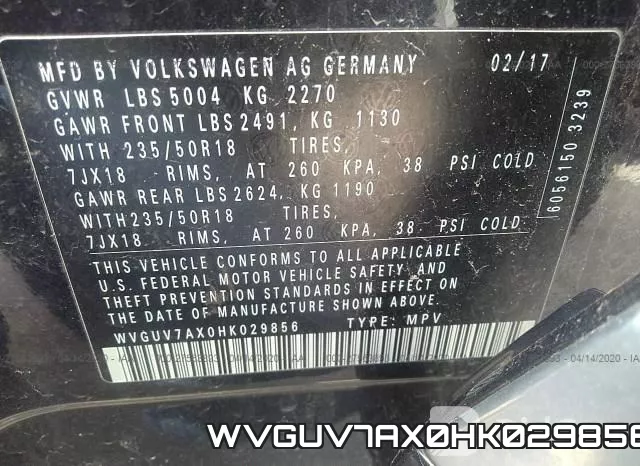 WVGUV7AX0HK029856 фото 10