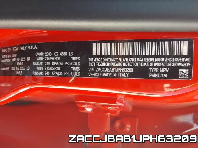 ZACCJBAB1JPH63209 фото 2