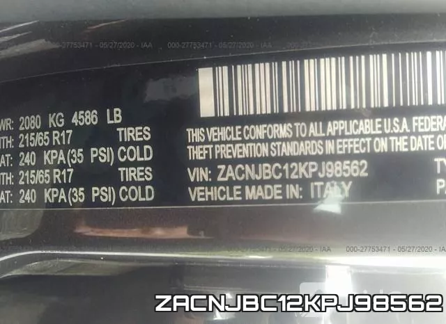 ZACNJBC12KPJ98562 фото 10