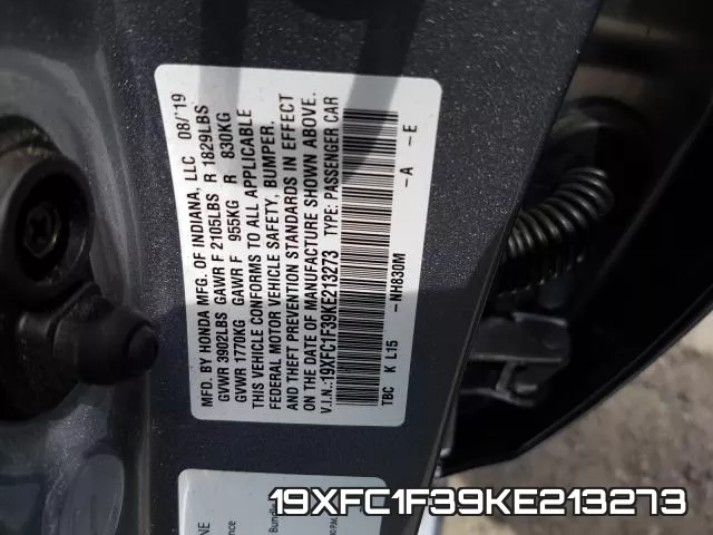 19XFC1F39KE213273 фото 2