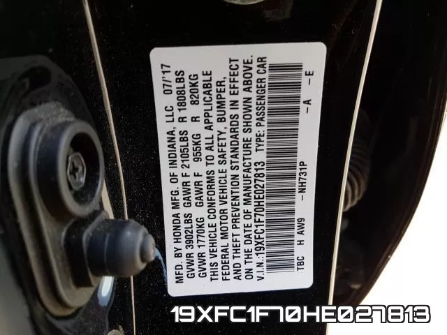 19XFC1F70HE027813 фото 2