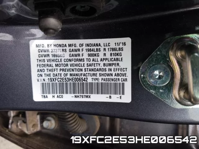 19XFC2E53HE006542 фото 2