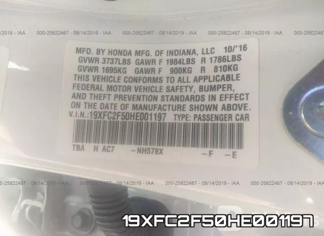 19XFC2F50HE001197 фото 10