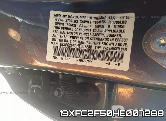 19XFC2F50HE007288 фото 10
