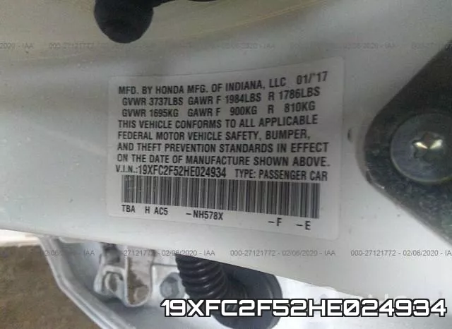 19XFC2F52HE024934 фото 10