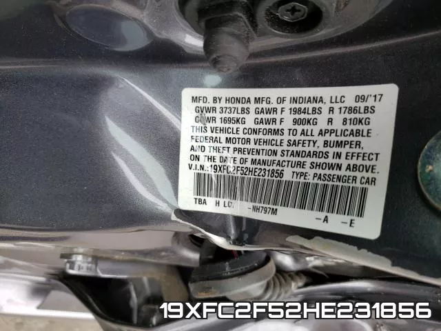 19XFC2F52HE231856 фото 2