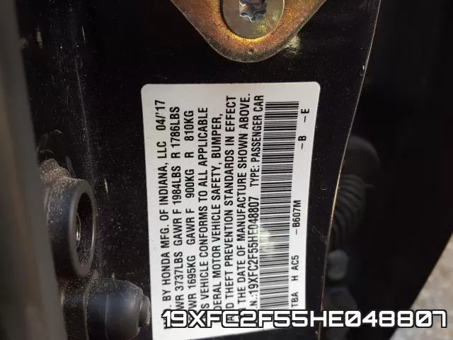 19XFC2F55HE048807 фото 2