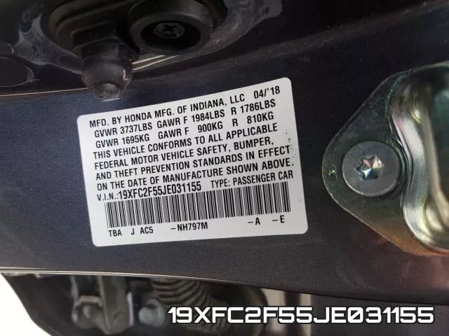 19XFC2F55JE031155 фото 2