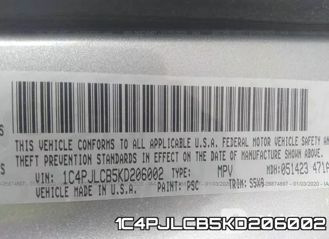 1C4PJLCB5KD206002 фото 10