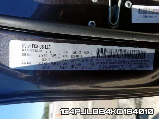 1C4PJLDB4KD184010 фото 2