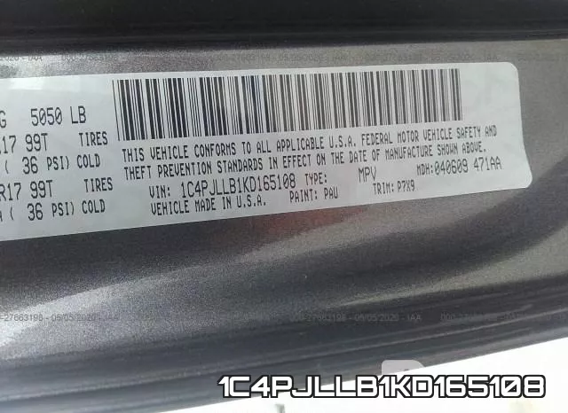 1C4PJLLB1KD165108 фото 10