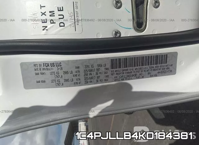 1C4PJLLB4KD184381 фото 10