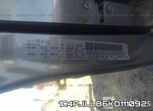 1C4PJLLB6KD111092 фото 10