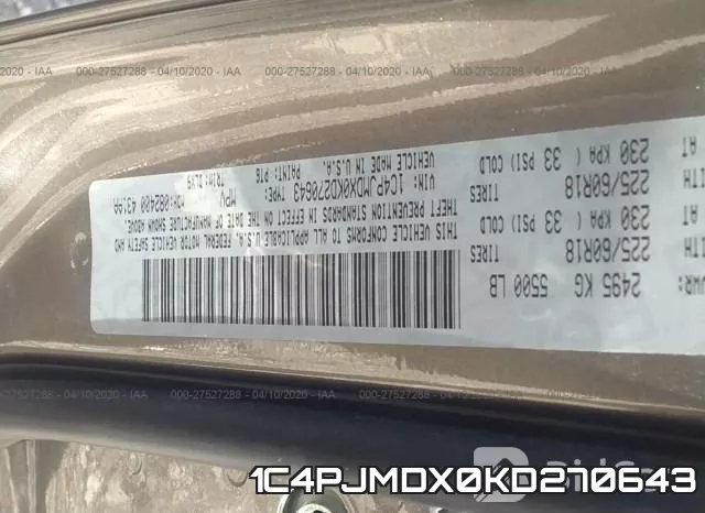 1C4PJMDX0KD270643 фото 10
