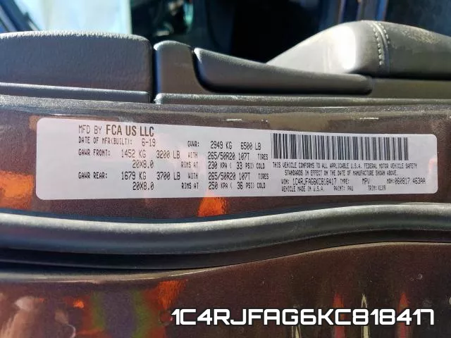 1C4RJFAG6KC818417 фото 2