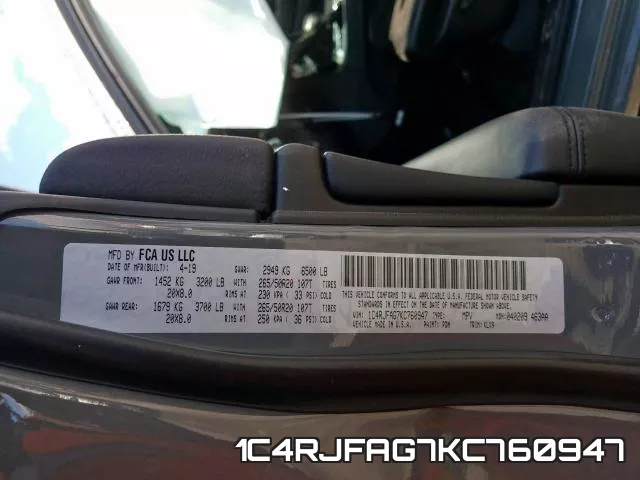 1C4RJFAG7KC760947 фото 2