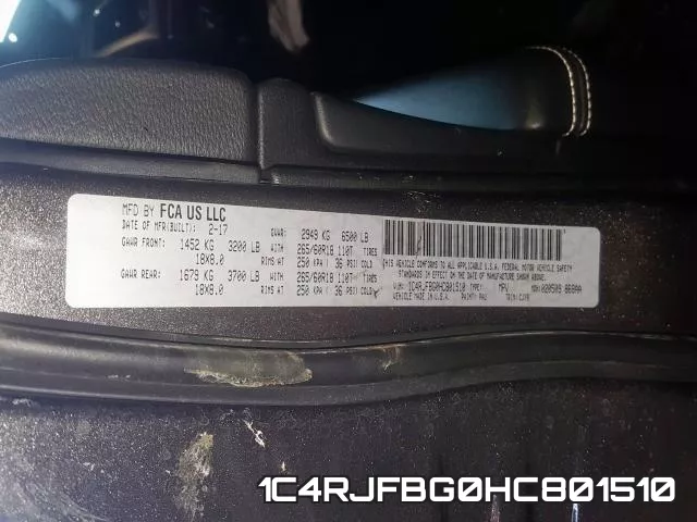 1C4RJFBG0HC801510 фото 2