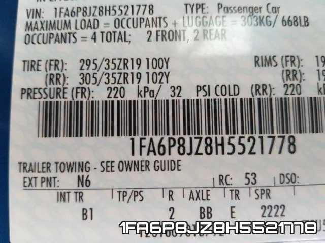 1FA6P8JZ8H5521778 фото 2