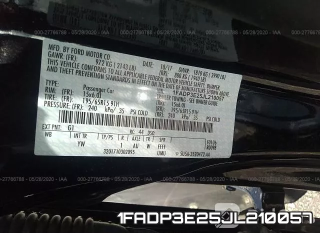 1FADP3E25JL210057 фото 10
