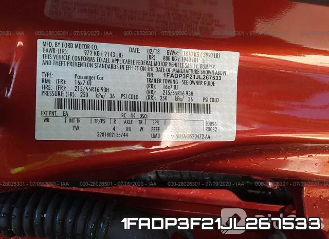 1FADP3F21JL267533 фото 10
