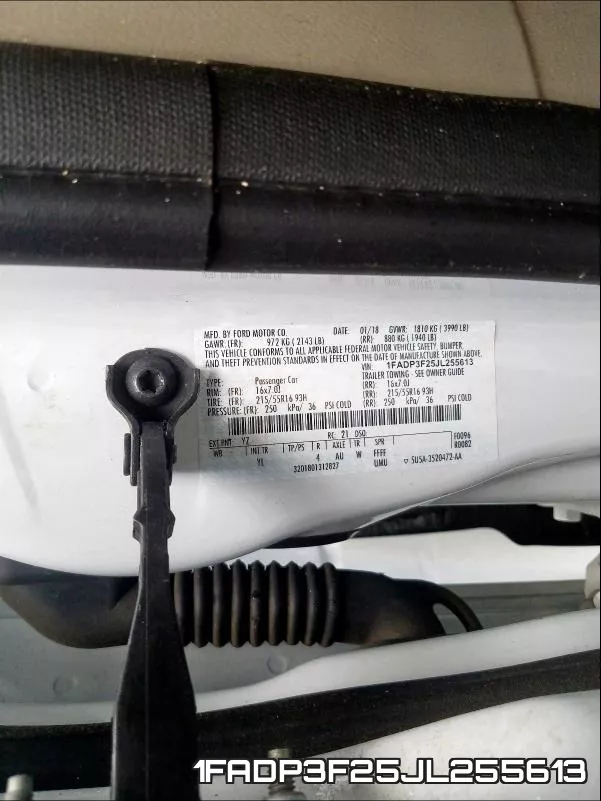 1FADP3F25JL255613 фото 2