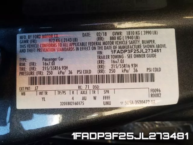 1FADP3F25JL273481 фото 2