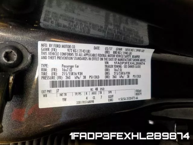1FADP3FEXHL289874 фото 2