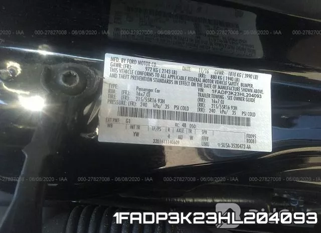 1FADP3K23HL204093 фото 10