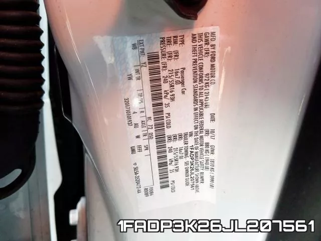 1FADP3K26JL207561 фото 2