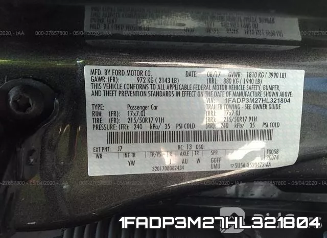 1FADP3M27HL321804 фото 10