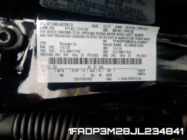 1FADP3M28JL234841 фото 2