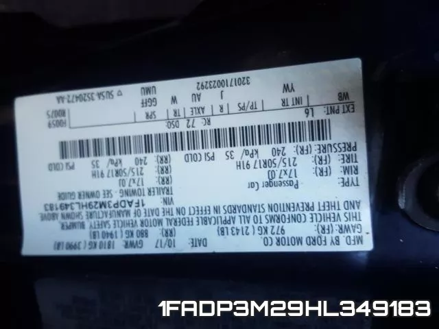 1FADP3M29HL349183 фото 2