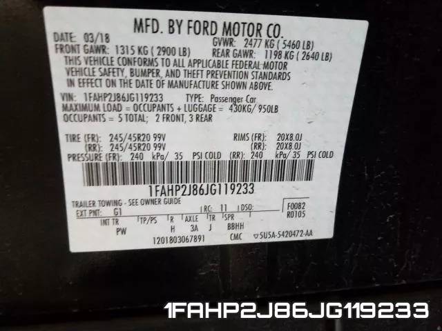 1FAHP2J86JG119233 фото 2