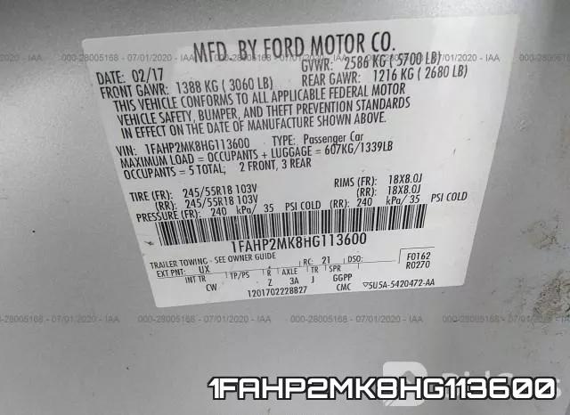 1FAHP2MK8HG113600 фото 10