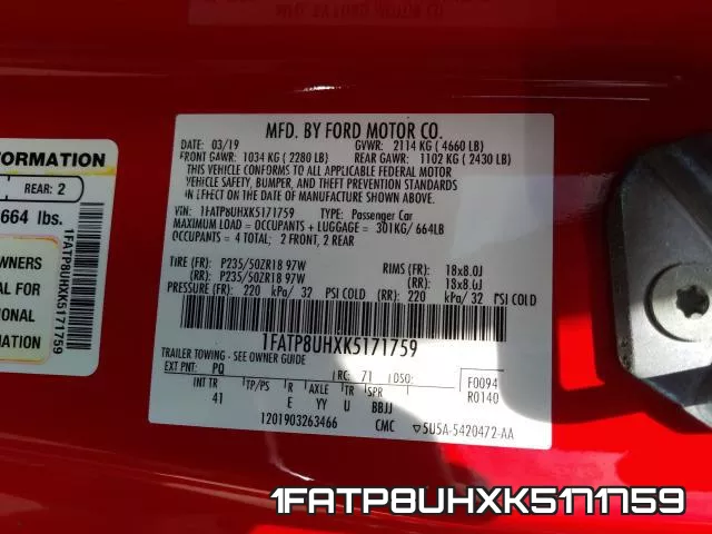 1FATP8UHXK5171759 фото 2