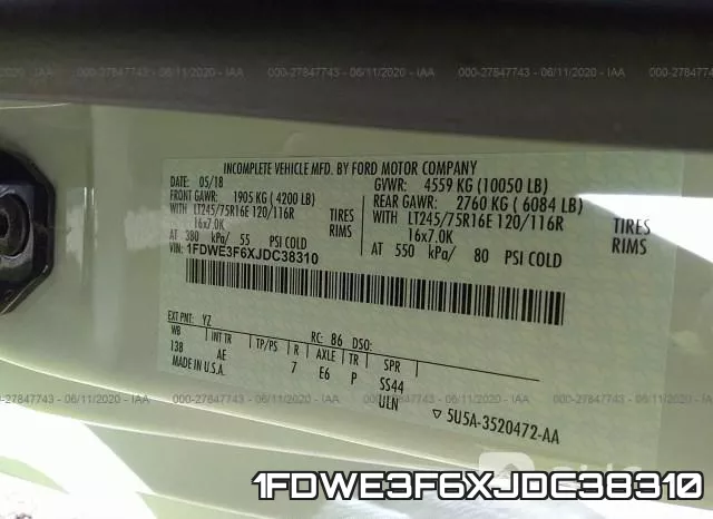 1FDWE3F6XJDC38310 фото 10